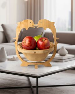 Panier à fruits élégant en bois fait main pour une présentation décorative de la table et le service des fruits - Product Image 1