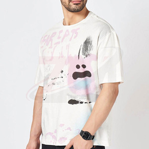 T-shirt graphique surdimensionné pour hommes, Streetwear, imprimé Graffiti abstrait, en coton, décontracté, à manches courtes, nouvelle collection en solde - Product Image 2