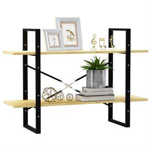 Librería de madera de pino sin tratar y metal negro - Product Image 4