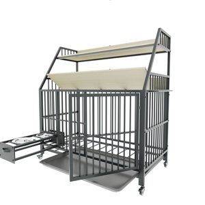 Grande Gabbia per Animali Domestici a Doppio Strato con Cassetti in Acciaio Inox per Cibo e Acqua, Rastrelliera in Ferro e Scaffale Portaoggetti per Famiglie con Più Animali - Product Image 5