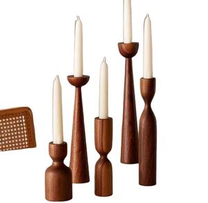 Décoration de restaurant et d'occasions spéciales, porte-bougie en bois de luxe pour la décoration intérieure, support à bougie en bois naturel poli - Product Image 1
