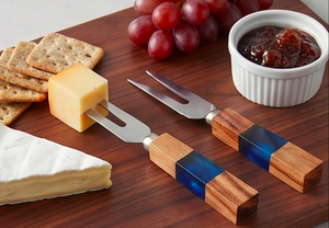 Blue Resin Wooden Handle <b>Cheese</b> <b>Knife</b> <b>Set</b> In Stainless Steel With Elegant Design Perfect Tools For Kitchenware And Tableware - Product Image 5