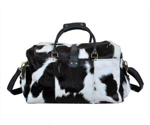Cowhide Leather Duffle Bag Rectangular Zipper Closure Double Handle Unisex Travel Fashionable Eco-Friendly Lightweight Durable - Product Image 5