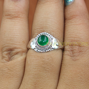 Handmade 925 Sterling <b>Silver</b> Green Onyx Oval Gemstone <b>Ring</b> for <b>Men</b> & Women - Product Image 3