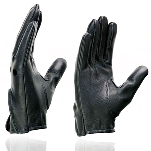 Samroz Sports Men's Black Cowhide Leather Gauntlet Motorcycle Hand <b>Gloves</b> - Product Image 3