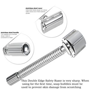 Safety <b>Razor</b> Double Edge Safety <b>Razor</b> For Unisex 3 Platinum Coated Double Edge Blade Refills Safety <b>Razor</b> For men New Design - Product Image 6