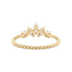 Anillo de Oro Sólido 9K 10K 14K 18K al por Mayor con Diamantes de Laboratorio Marquise y Redondos, Anillo de Promesa Delicado, Anillo de Amor, Anillo Minimalista de Cuerda Trenzada - Product Image 2