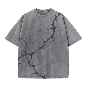 เสื้อยืดลายกราฟิกวินเทจสำหรับผู้ชายและผู้หญิง เสื้อผ้าขายส่ง เสื้อโอเวอร์ไซส์ สตรีทแวร์ เสื้อยืดลำลอง ล้างสีแบบแอซิด สไตล์เรโทร เสื้อยืดผู้ชาย - Product Image 1