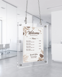 Porte-affiche élégant en acrylique à cadre transparent avec chaîne suspendue Présentoir de présentation élégant pour les bureaux, les magasins et les paramètres de la maison - Product Image 2