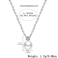 Ensemble de bijoux géométriques en argent sterling 925 pour femmes, collier avec pendentif en zircon et perle tridimensionnelle, boucles d'oreilles à chaîne