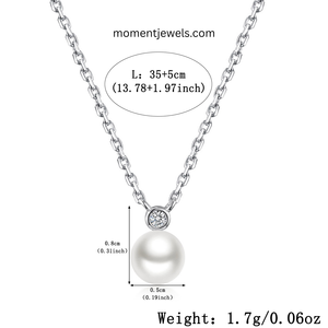 925 Sterling <b>Silver</b> Geometric Jewelry <b>Set</b> for Women Three Dimensional Pearl Zircon Pendant <b>Necklace</b> Cable Chain <b>Earrings</b> - Product Image 4