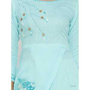 Kurta de Rayón Azul Cielo para Mujer, Estampado Tie Dye, Corte en A, con Apliques, Estilo en Capas, Cuello Redondo, Mangas Tres Cuartos, Ropa Étnica - Product Image 2