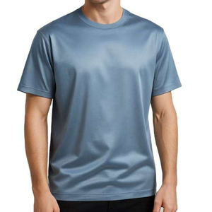 Camiseta de Hombre de Algodón Brillante, Cuello Redondo, Tejido de Punto, Color Sólido Mercerizado, Manga Corta, Corte Regular, 180 Gramos, Ecológica, Informal - Product Image 2