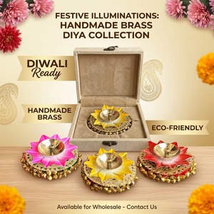 Handmade Brass Indian Festive Lotus Tealight Candle Holder | Eco-Friendly Birthday Christmas & Diwali Home Decoration Wholesale - Product Image 1