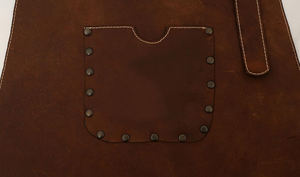 SALUBRIOUS SPORTS SS-LA-001 Unisex Polished Shiny Dark Cowhide Split Leather Welding Apron with <b>Spark</b> Proof Features - Product Image 4