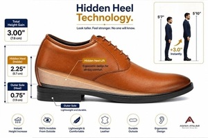 Chaussures habillées Oxford montantes Asken Atelier pour hommes, en cuir premium respirant, à lacets, avec talon compensé invisible, idéales pour le bureau et les occasions formelles - Product Image 2