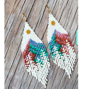 Aretes Boho Moda Hecho a mano Semilla Cuentas Pendientes colgantes Latón Chapado en oro Forma de abanico Borla Pendientes de aro - Product Image 2
