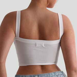 Camiseta de Yoga Acanalada de Alta Elasticidad para Mujer, Talla Grande, Sexy, Ajustada, para Entrenamiento, Elástica en Cuatro Direcciones, Sólida, Corta, Transpirable, de Secado Rápido - Product Image 4