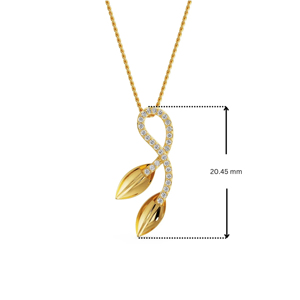 Luxury Yellow Gold Pendant Necklace With Diamond Leaf Design <b>Rope</b> <b>Chain</b> 20.45mm Unisex Everyday Wear - Product Image 1