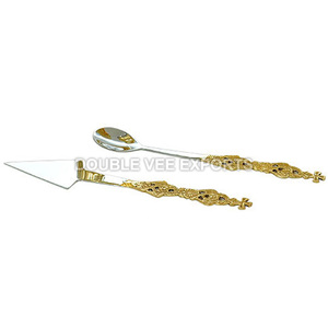 Juego de Cuchara y Lanza para Comunión Ortodoxa con Acabado en Oro y Plata |   Utensilios Litúrgicos – DOUBLE VEE EXPORTS - Product Image 2