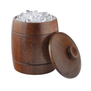 Seau à glace personnalisé en bois d'acacia naturel, double paroi en acier inoxydable, panier refroidisseur à vin avec poignée en chaîne pour hôtel et bar - Product Image 2