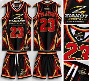 Venta al por Mayor Directa de ZIAKOT INDUSTRY, Jersey de Baloncesto Auténtico Personalizado con Rayas Blancas y Negras, Rojo-Blanco - Product Image 6