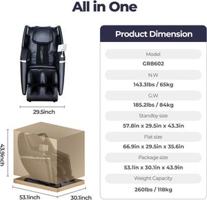 Silla de Masaje Shiatsu de Lujo 4D con Gravedad Cero, Calefacción, Presión de Aire y Función de Elevación para Todo el Cuerpo - Product Image 2