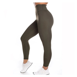 Leggings de Yoga de Cintura Alta Color Gris Jaspeado, Largos, de Color Sólido, Cintura Elástica sin Costuras, Pantalones de Spandex y Poliéster - Product Image 6