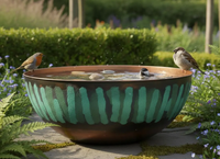 Bain d'oiseaux cascade en métal fait main avec support, finition thermolaquée, décoration de jardin pour oiseaux sauvages - Fournisseur d'Inde