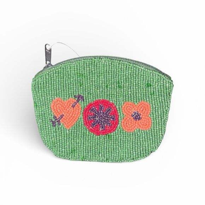 Classic Closure <b>Mini</b> Coin Pouch with Hand Embroidered Beaded Design Mixed Colors Daily Use - Product Image 1