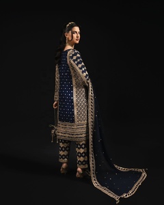 Magnifique Salwar Kameez Traditionnel pour Fête et Mariage, Ensemble Haut-Bas-Dupatta, Broderie de Fil et de Paillettes, Luxe en Faux Georgette, Style Ethnique - Product Image 3