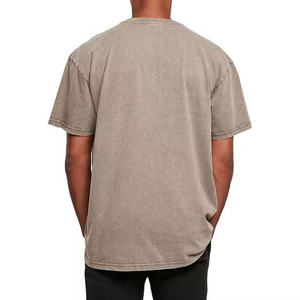 Camiseta de algodón de punto de color liso para hombre, de manga corta, cuello redondo, corte casual, teñido liso, longitud regular - Product Image 4