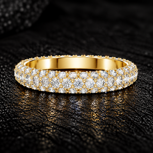 Round Cut Lab Grown Diamond Ring 10K 14K 18K Solid Gold Multi <b>row</b> pave Eternity band DEF VVS Wedding Ring Fine Jewelry Wholesale - Product Image 1
