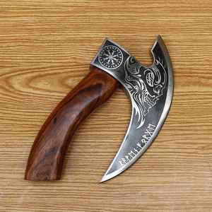 Hache à pizza forgée à la main en acier à haute teneur en carbone, gravée, de qualité supérieure, avec étui en cuir – Coupe-pizza Viking très populaire - Product Image 1