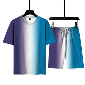 Conjunto de Camiseta y Pantalones Cortos para Hombre, Cuello Redondo, Color Azul Marino y Blanco, Estilo Casual de Verano, Transpirable, 100% Algodón, Ligero, Corte Regular - Product Image 6