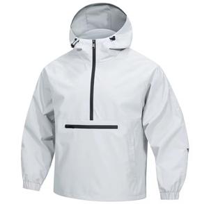 <b>Men's</b> Eco-Friendly Bomber <b>Jacket</b> Windproof PU Coated <b>Half</b>-<b>Zip</b> Solid Color Casual Autumn Regular Fit Polyester Shell Logo Front - Product Image 5