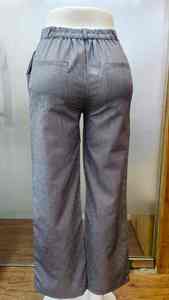 Pantalon droit rayé bleu et blanc pour femme, taille élastique, décontracté, confortable, à porter au quotidien - Product Image 3