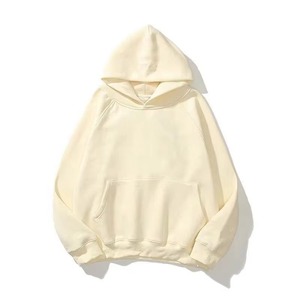 Sweat-shirt à capuche oversize pour homme, couleur unie, coton French Terry, décontracté, hiver, impression numérique, streetwear, poche, 370g - Product Image 3