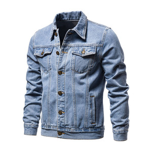 Veste en jean bleu premium pour homme, style classique délavé, fermeture boutonnée, logo personnalisé, fabricant OEM ODM, vente en gros - Product Image 3