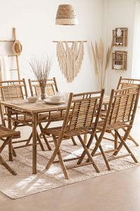 Bamboo Folding <b>Chair</b> Rustic Slat Back Portable Natural Seating for Indoor Outdoor Patio Event Living Space Wholesale - Product Image 4