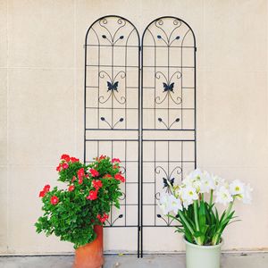Set di 4 tralicci da giardino in metallo antiruggine 220 cm x 50 cm, supporto per piante rampicanti da esterno, categoria prodotto: recinzioni e cancelli - Product Image 2
