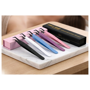 Pinces à cils de précision antidérapantes et antistatiques, pointe en fibre, pinces à extensions de cils en acier inoxydable, pinces russes professionnelles - Product Image 5