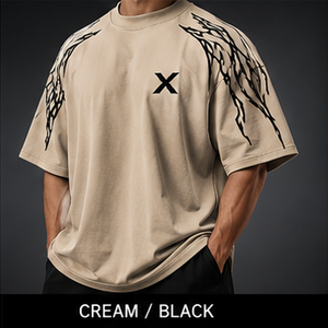T-shirt à manches courtes surdimensionné pour homme personnalisé avec imprimé motif blanc, col rond, style streetwear, jersey en coton - Product Image 3