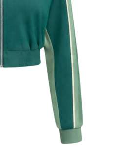 Chaqueta deportiva corta Green Sage para mujer, con cremallera, para gimnasio, fitness, ropa deportiva, con rayas en contraste, proveedor OEM. - Product Image 6