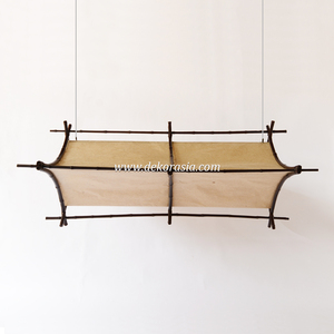 Lámpara Colgante LED Rectangular de Bambú y Papel de Plátano Hecha a Mano, Tamaño Mediano, con Control Táctil, para Decoración de Interiores del Hogar - Product Image 2