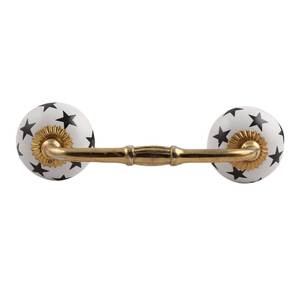 Poignée d'armoire en vrac fait à la main en céramique blanc noir étoile Antique Design en gros commode Lot Vintage tiroir armoire porte tirer - Product Image 2