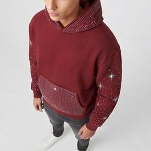 Fabricant de vêtements sur mesure – Blouson à capuche zippé en polaire pour homme avec cristaux scintillants – Collection 2026 - Product Image 6