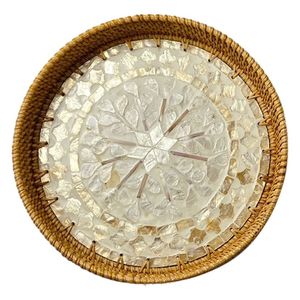 Ensemble de plateaux de service modernes faits à la main, écologiques, de haute qualité, en bois naturel, acrylique, rotin et bambou, pour la maison - Product Image 6