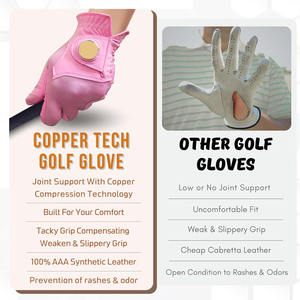 Manufacturer Wholesale Ultra Soft Durable Breathable White Full Finger Golf <b>Gloves</b> Hand Grips Adults Hot Selling Genuine <b>Leather</b> - Product Image 3