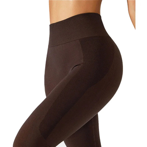 Leggings sin Costuras de Cintura Alta para Mujer, Color Marrón Oscuro, Suaves y Elásticos, Pantalones de Yoga para Hacer Ejercicio - Product Image 5